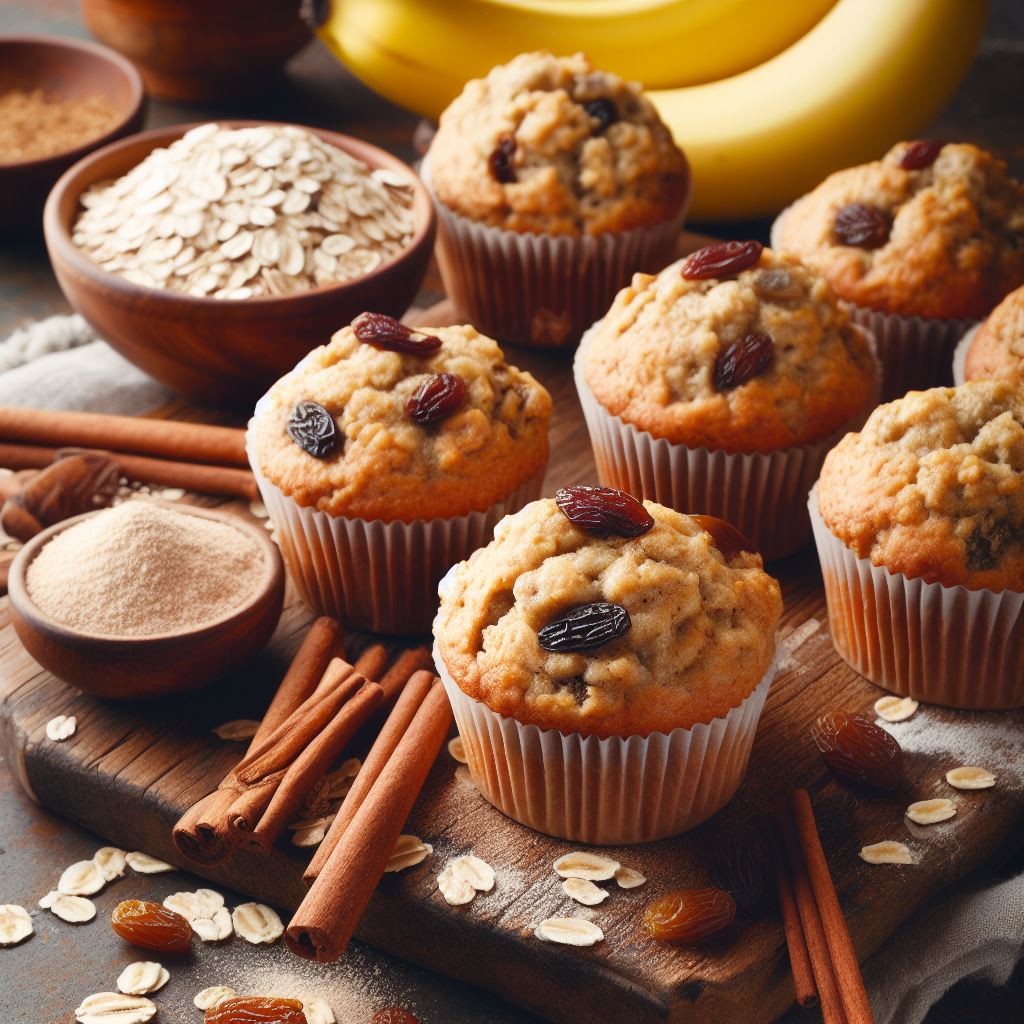 Muffins de Plátano y Avena Sin Azúcar