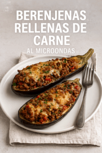 Berenjenas rellenas de Carne al Microondas