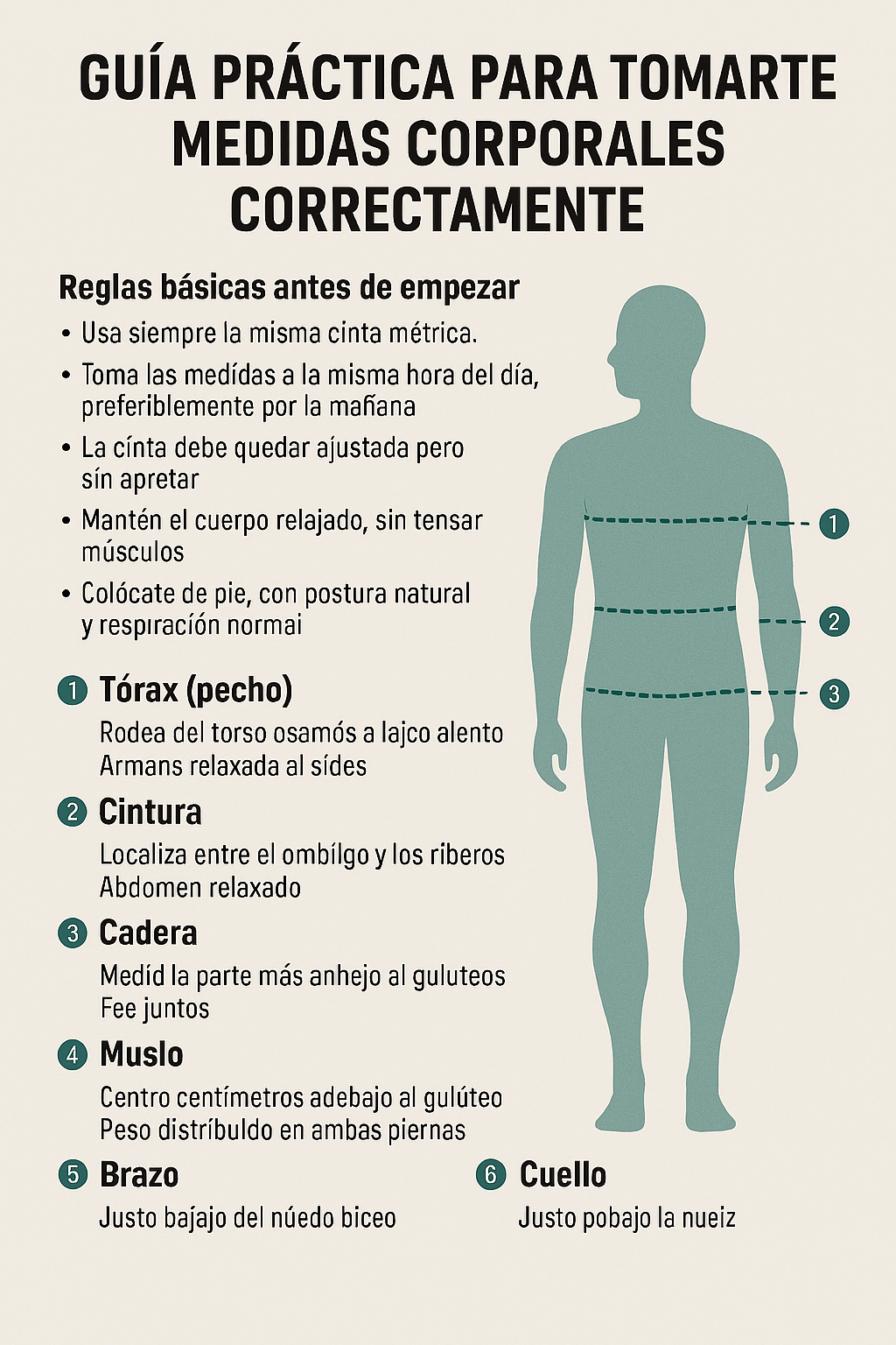 Guía para tomarte las medidas corporales correctamente