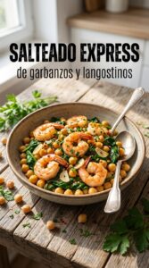 Salteado Express de Garbanzos y Langostinos