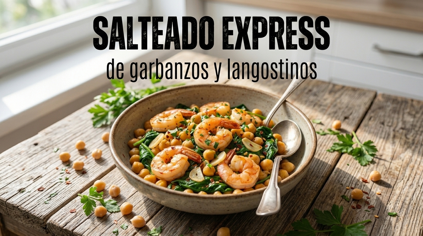 Salteado Express de Garbanzos y Langostinos